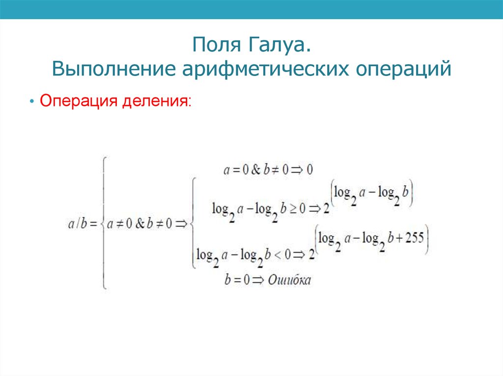 Поля Галуа. Выполнение арифметических операций