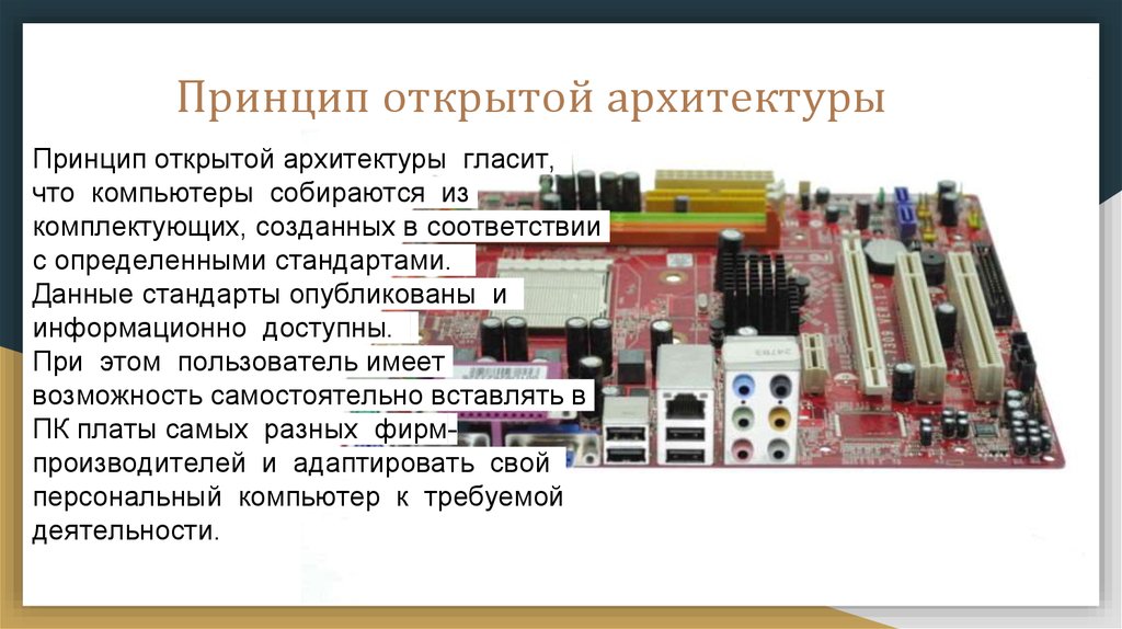 Принципы архитектуры. Принцип открытой архитектуры. Открытая архитектура ПК. Принцип открытой архитектуры ПК. Пример открытой архитектуры ПК.