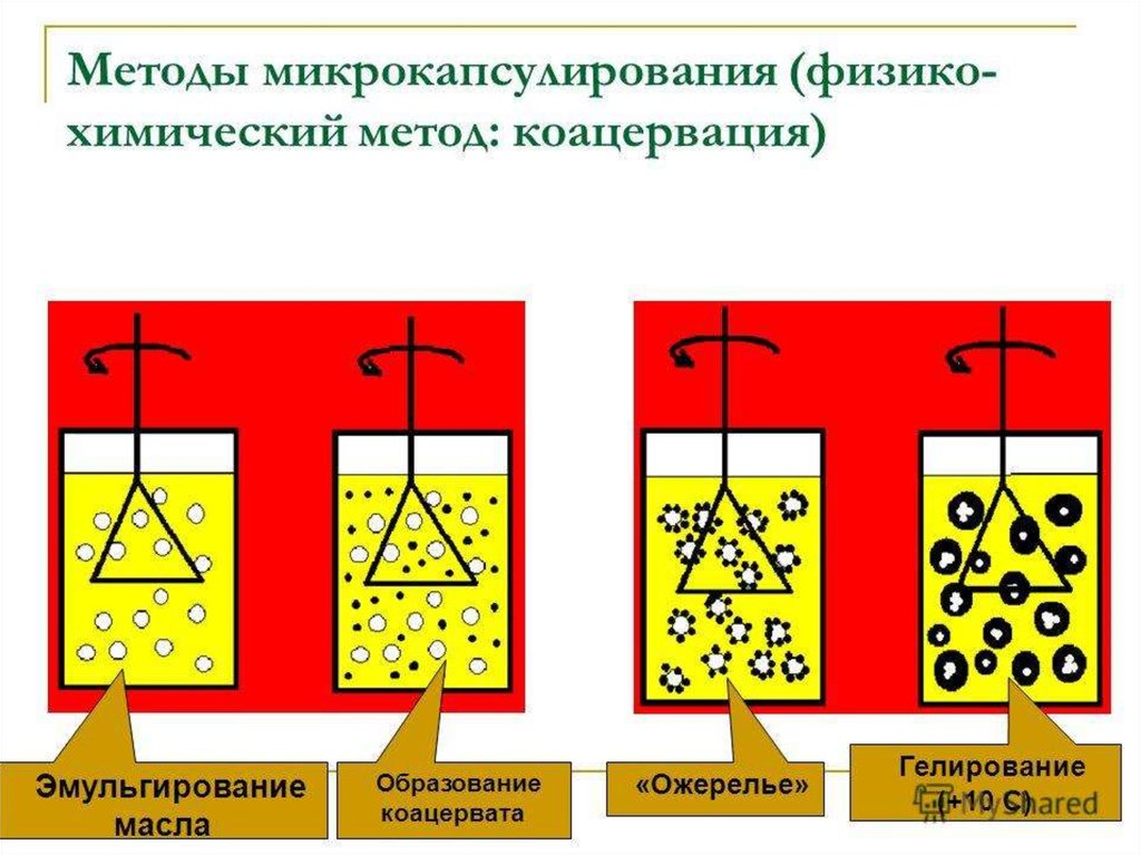 Метод посложнее. Физико-химические методы микрокапсулирования. Электростатический способ получения микрокапсул. Метод дражирования микрокапсул. Химический метод получения микрокапсул.