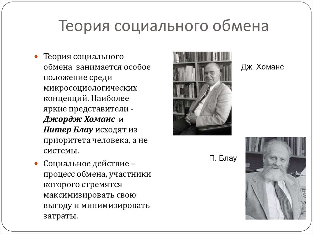 Теории социального человека. Теория обмена Дж Хоманс. Джордж Каспар Хоманс концепция. Теория социального обмена Дж Хоманса и п Блау. Джордж Хоманс теория социального обмена.