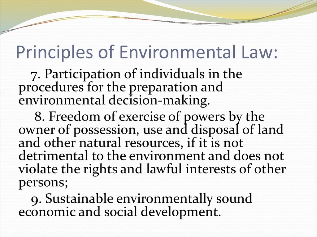 Principles of Environmental Law: