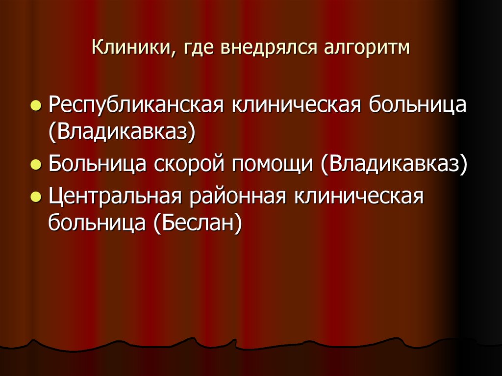 Клиники, где внедрялся алгоритм