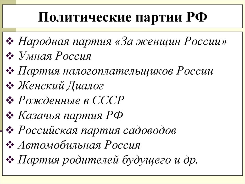 Законы политические партии россии
