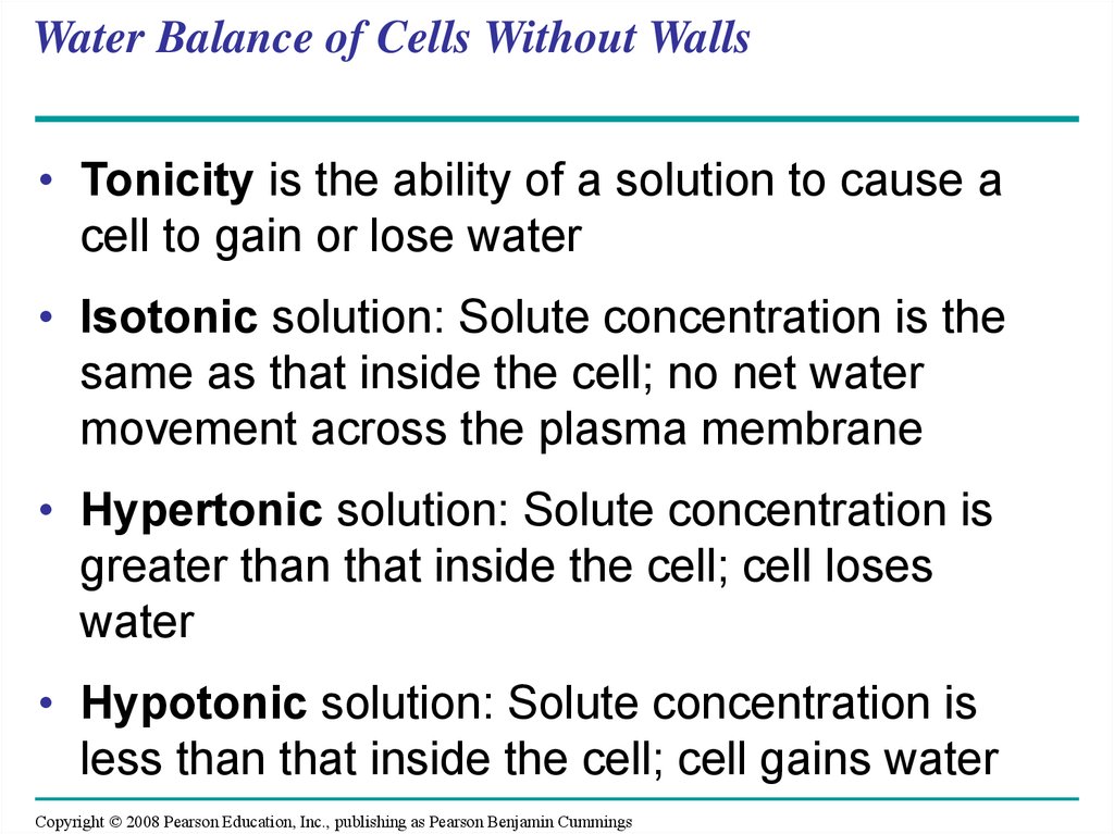 Water Balance of Cells Without Walls