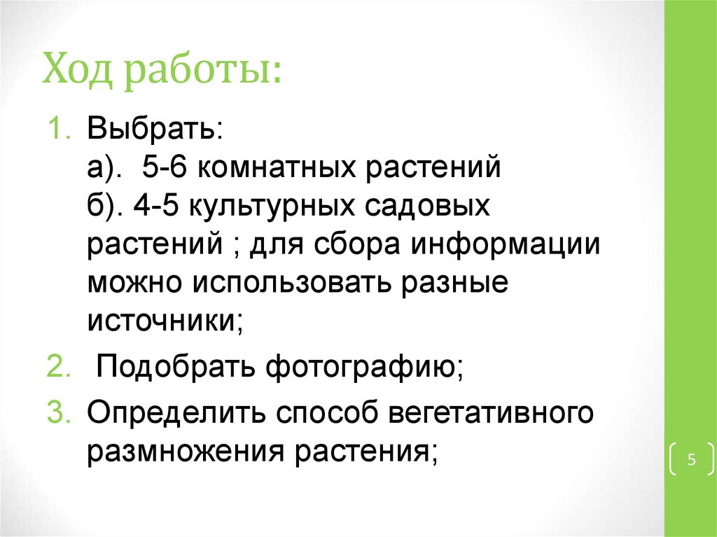 Ход работы: