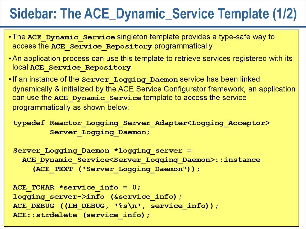 Sidebar: The ACE_Dynamic_Service Template (1/2)