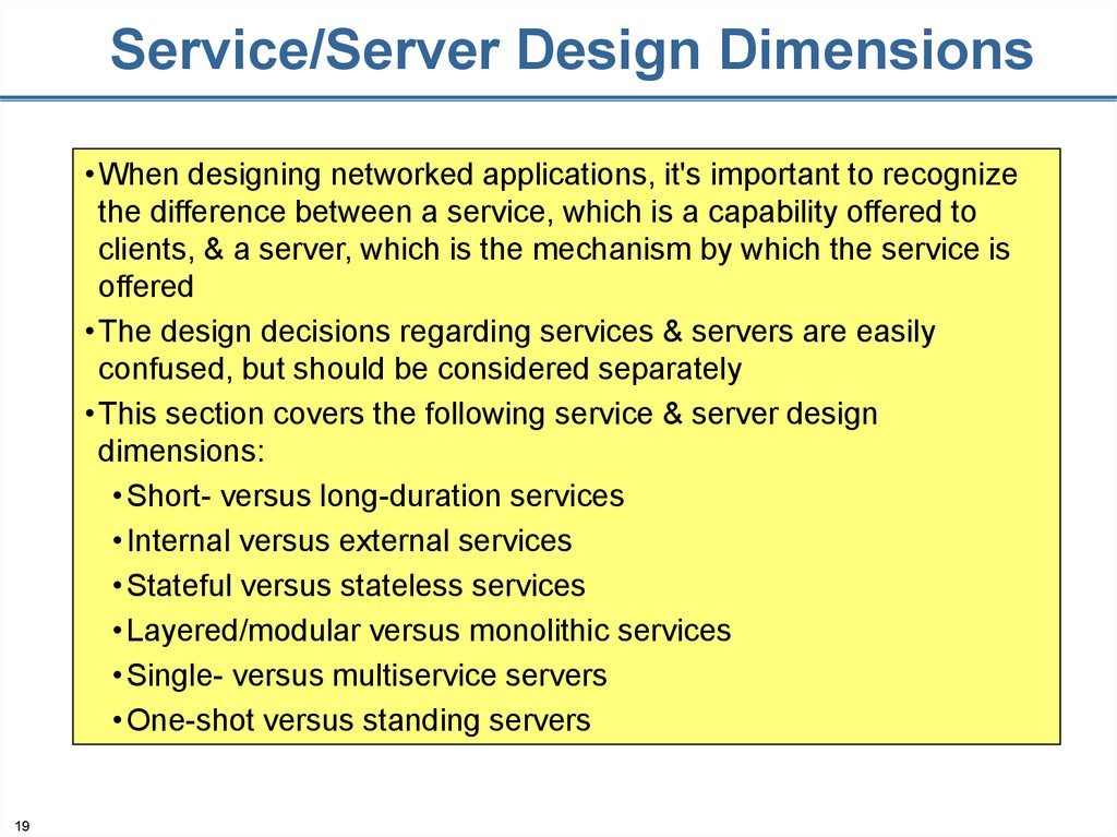 Service/Server Design Dimensions
