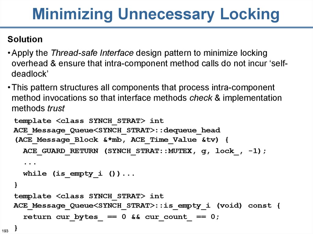 Minimizing Unnecessary Locking