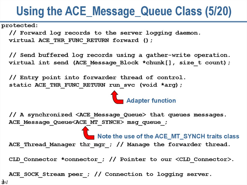 Using the ACE_Message_Queue Class (5/20)