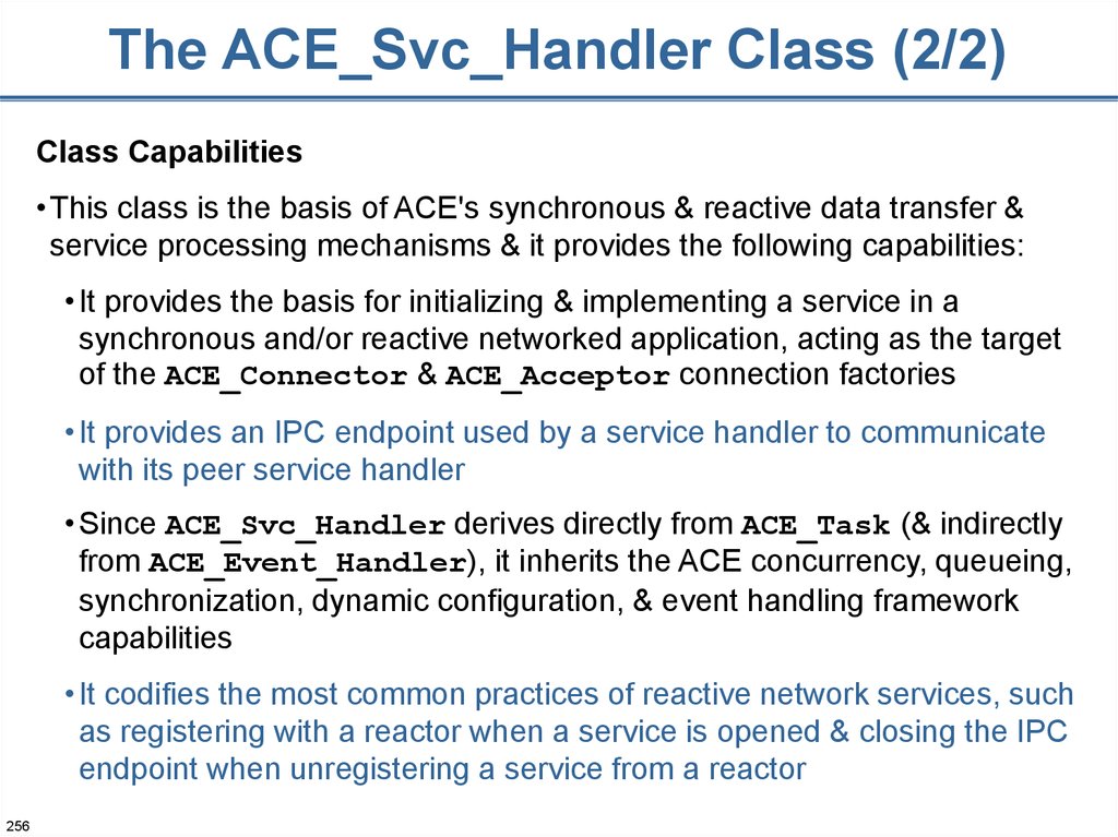 The ACE_Svc_Handler Class (2/2)