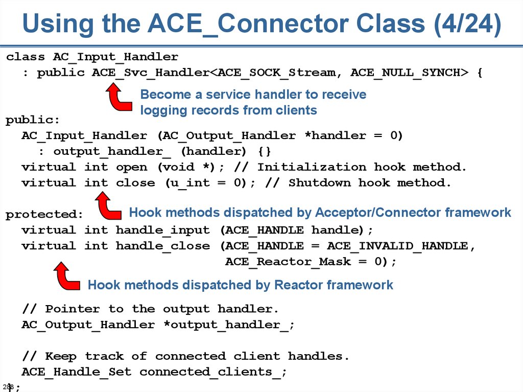 Using the ACE_Connector Class (4/24)
