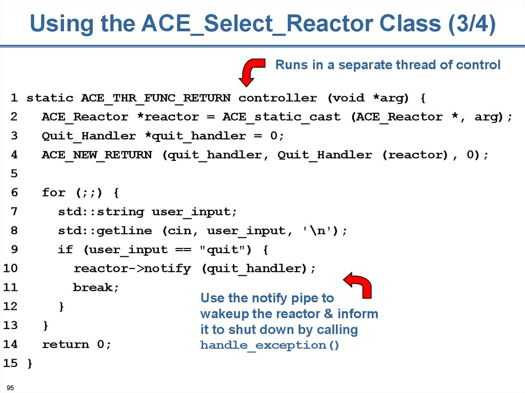 Using the ACE_Select_Reactor Class (3/4)
