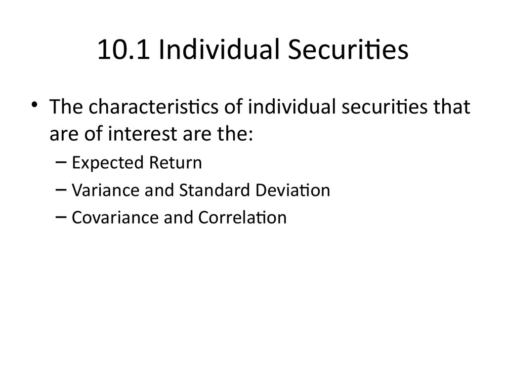 10.1 Individual Securities