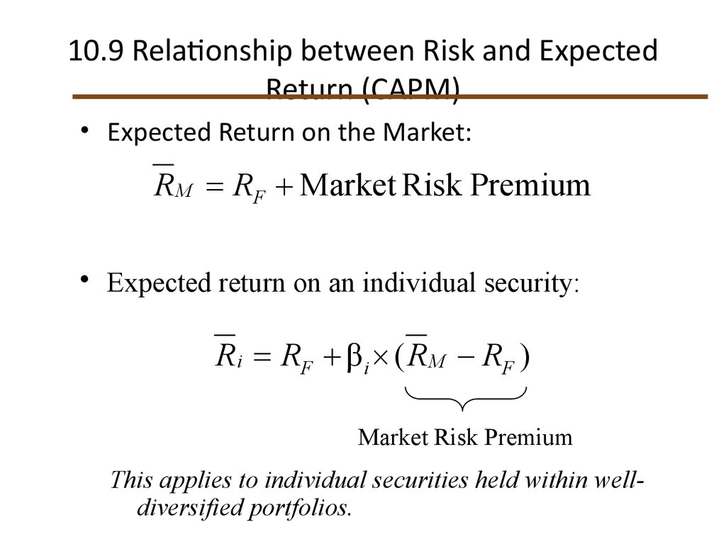 10.9 Relationship between Risk and Expected Return (CAPM)