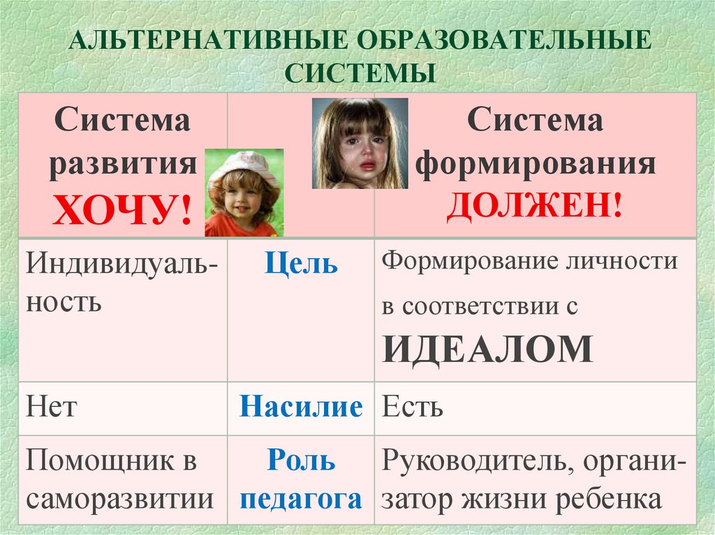 АЛЬТЕРНАТИВНЫЕ ОБРАЗОВАТЕЛЬНЫЕ СИСТЕМЫ