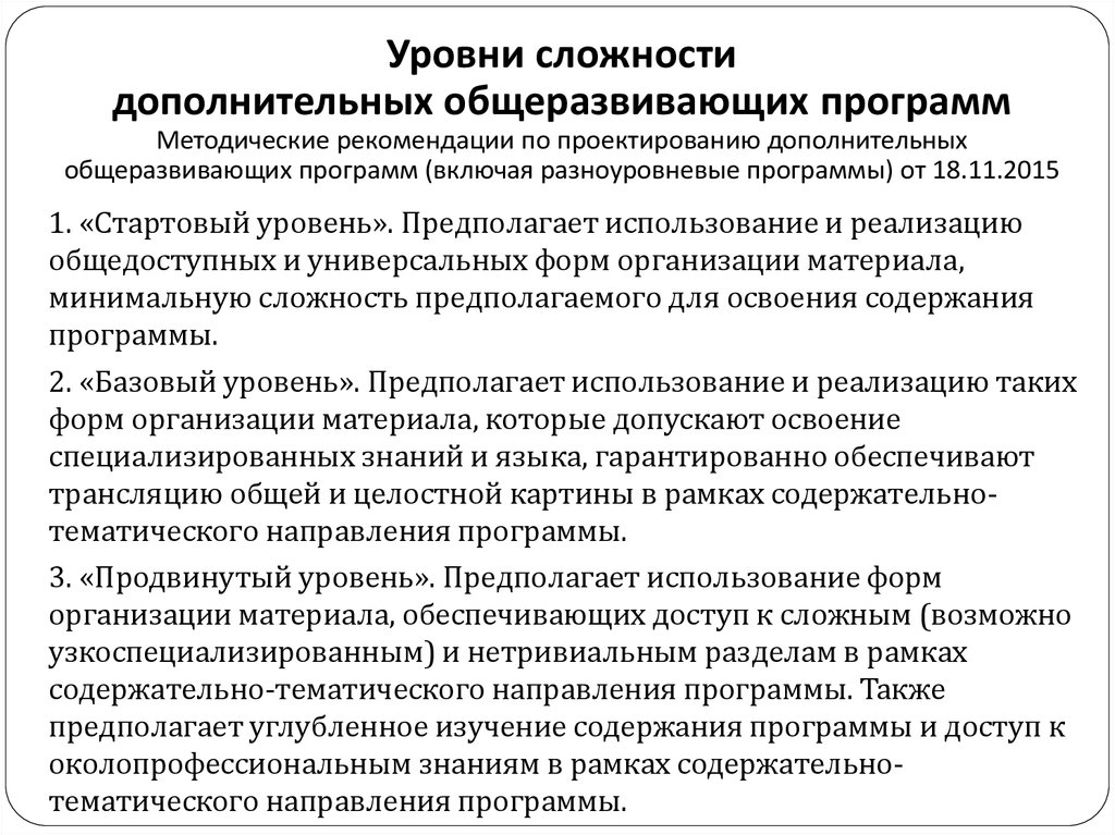 В краткой презентации программы должны быть указаны