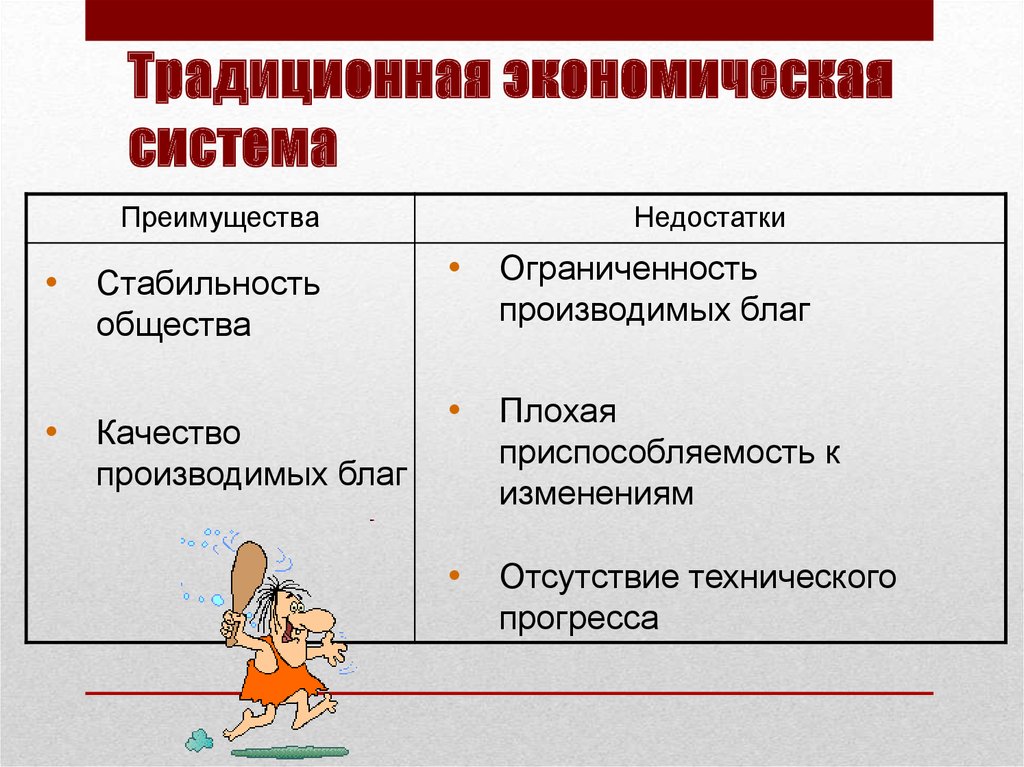 Преимущества традиционной экономики