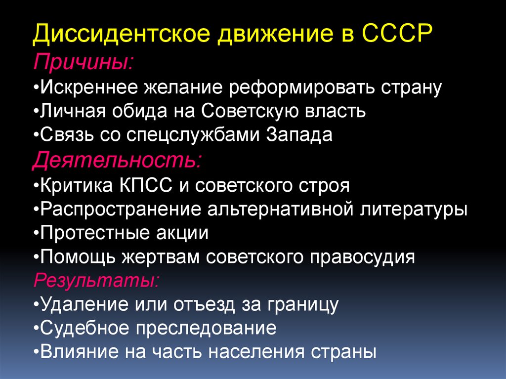 Диссидентское движение в ссср годы. Диссиденты в СССР кратко. Итоги диссидентского движения. Диссидентское движение в СССР В 60-80. Итоги диссидентского движения в СССР.