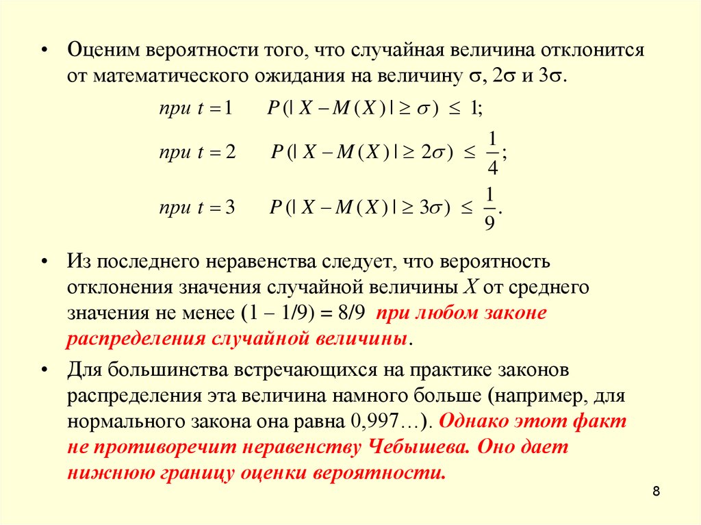 Вероятность значения случайной величины