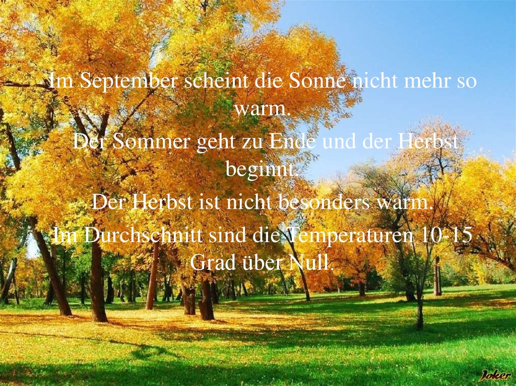 Herbst. Das Wetter Im Herbst - Online Presentation