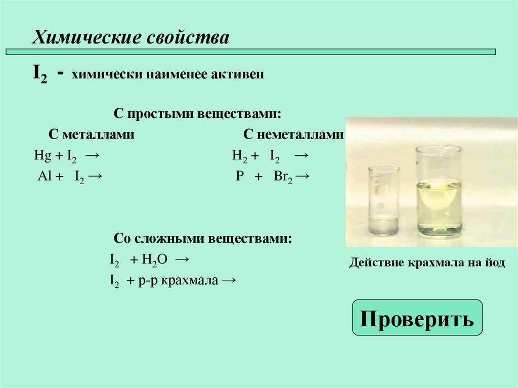 Химические свойства галогенов реакции