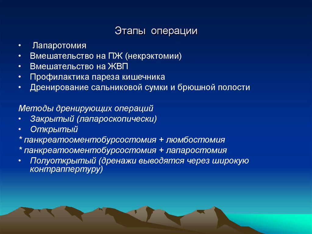 Этапы операции. Характеристика основных этапов операции. .Опишите основные этапы операции..