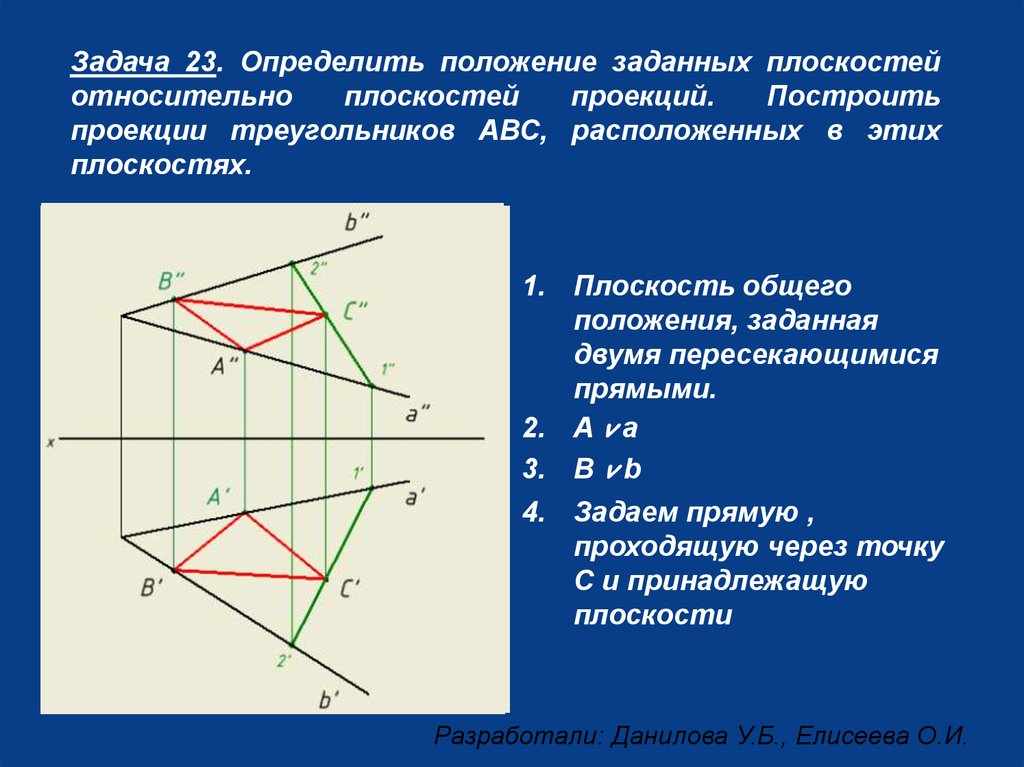 Построить проекцию треугольника abc