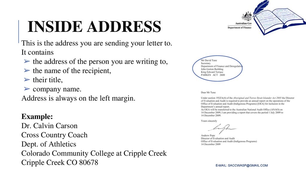 application letter inside address