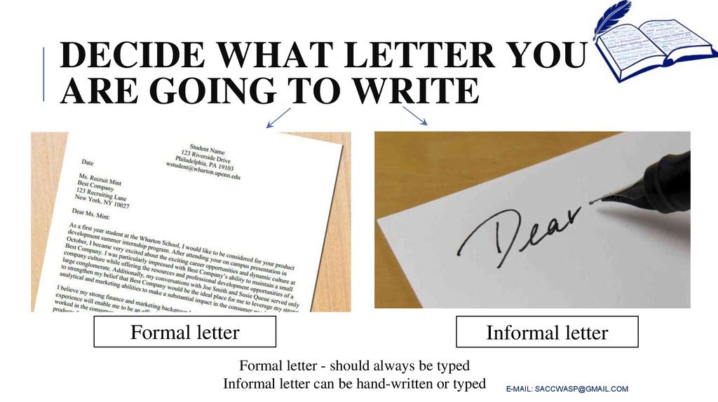 DECIDE WHAT LETTER YOU ARE GOING TO WRITE