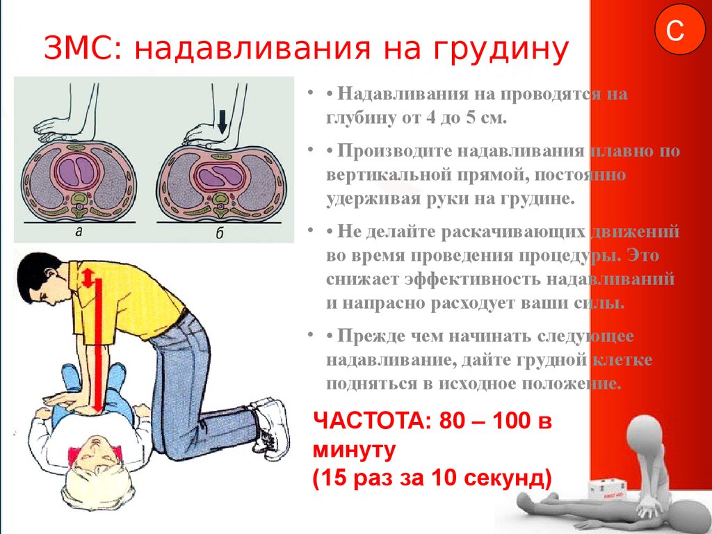 Частота надавливания при проведении компрессии. Частота надавливания при проведении закрытого массажа сердца. Техники надавливаний на грудную клетку:. Частота компрессий грудной клетки при реанимации. При проведении закрытого массажа сердца.