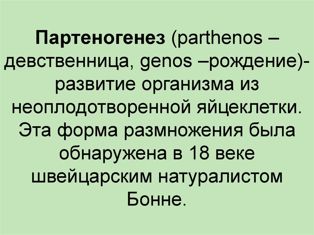 Развитие организма из неоплодотворенной