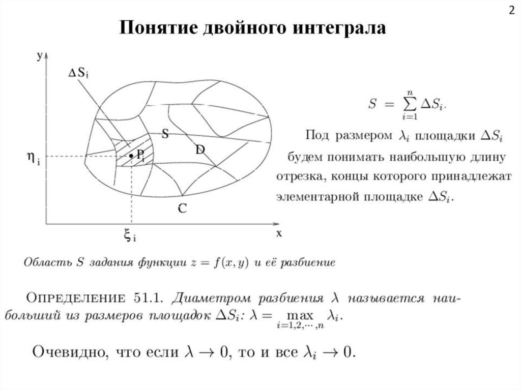 Определение двойное. Задачи приводящие к понятию двойного интеграла. Диаметр разбиения для двойного интеграла. Задачи приводящие к понятию двукратного интеграла. Zadachi privodyashie k ponyatiyu dvukratnogo integrala.