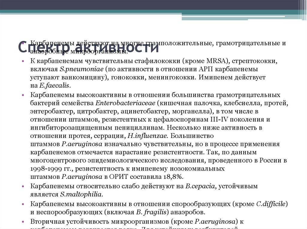 Спектр активности