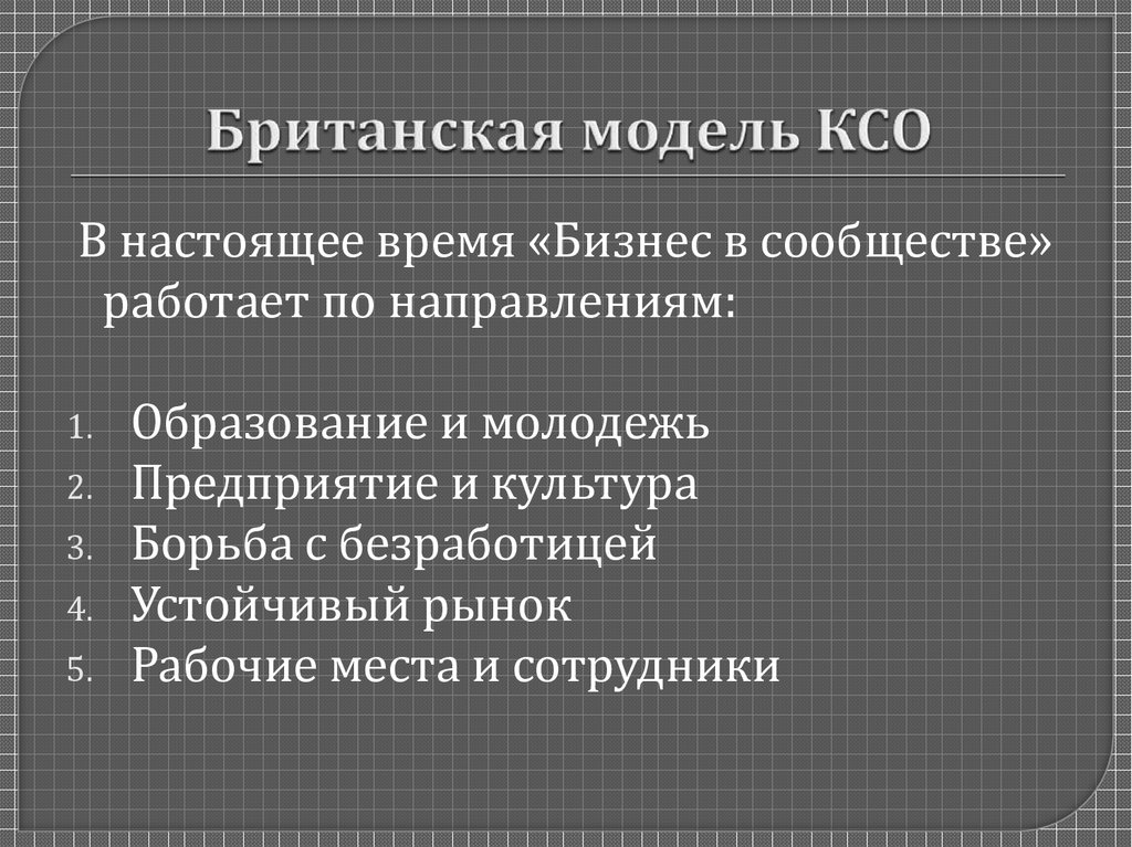 Британская модель ксо презентация