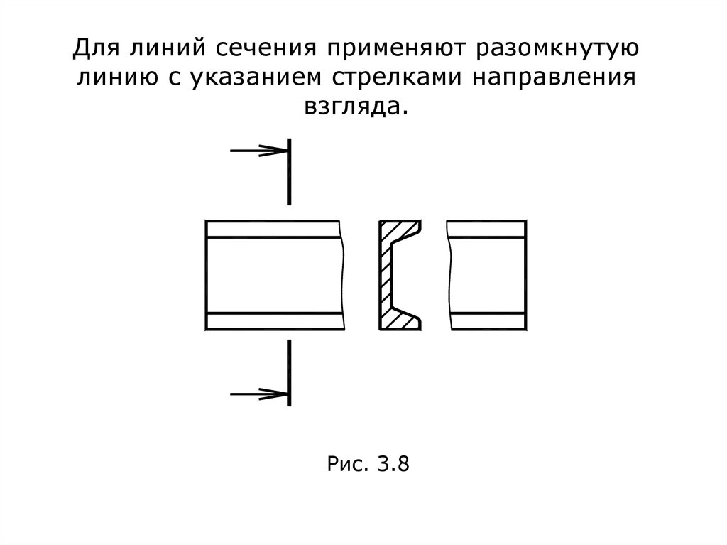 Линии сечения на чертеже