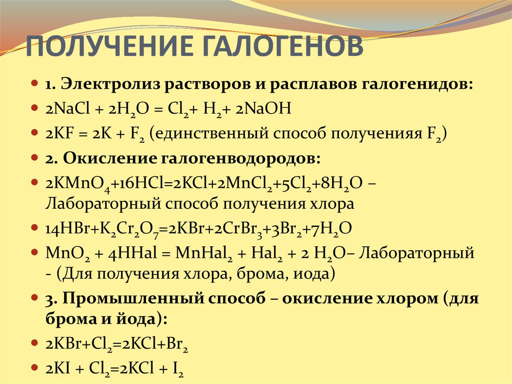 Составьте схему применения хлора