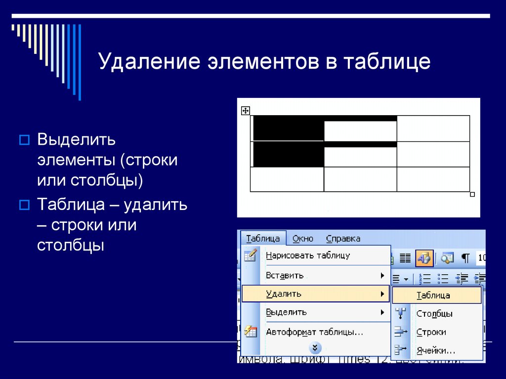 Как удалить элемент в презентации