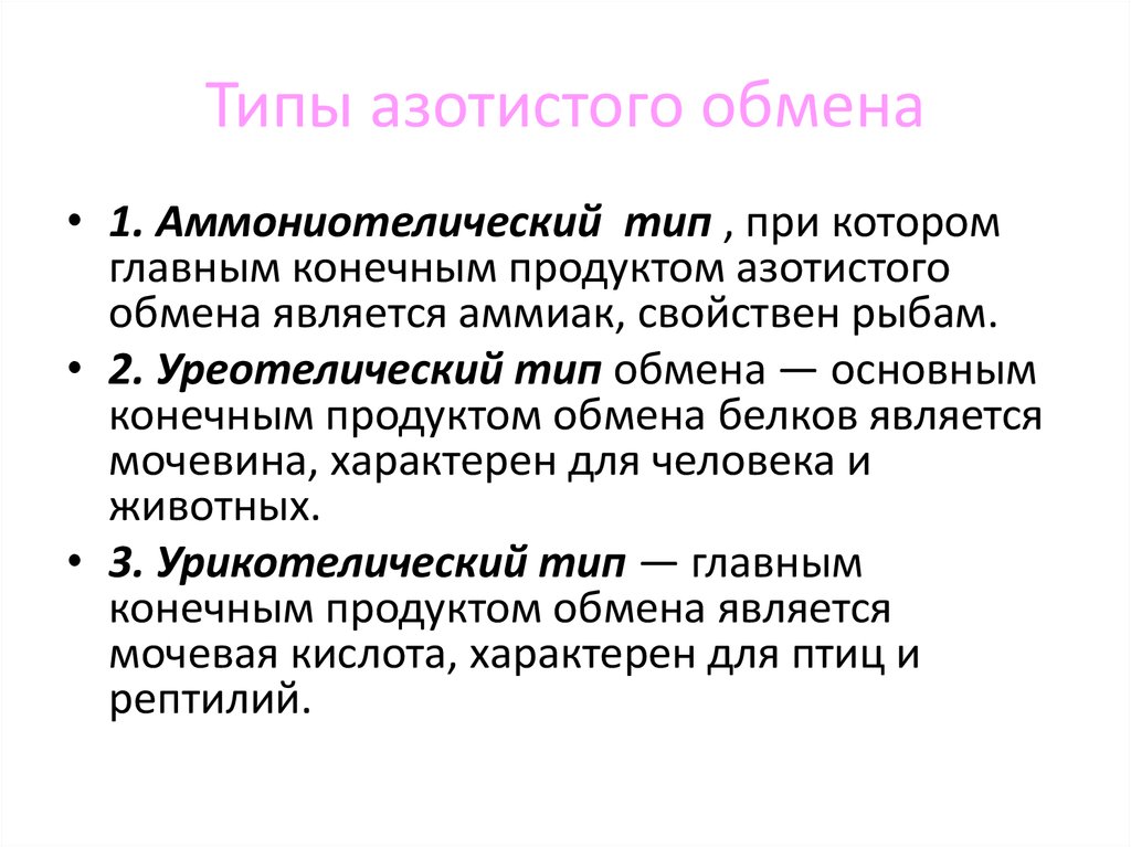 Основной конечный продукт азотистого обмена