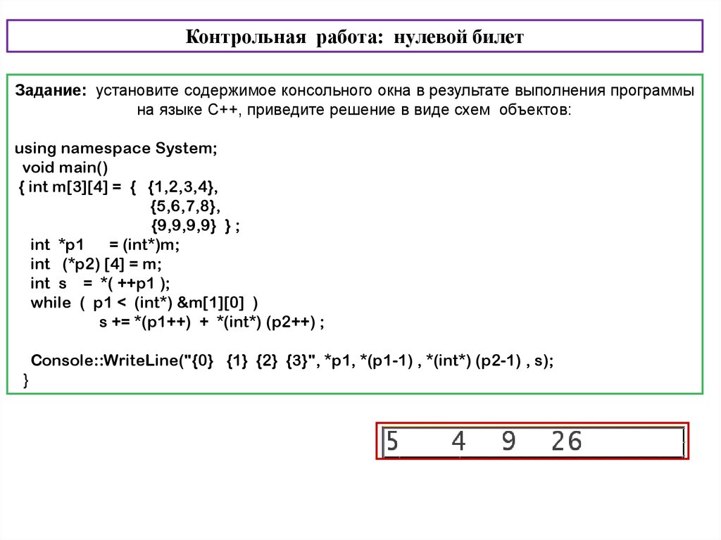 Контрольная работа: нулевой билет