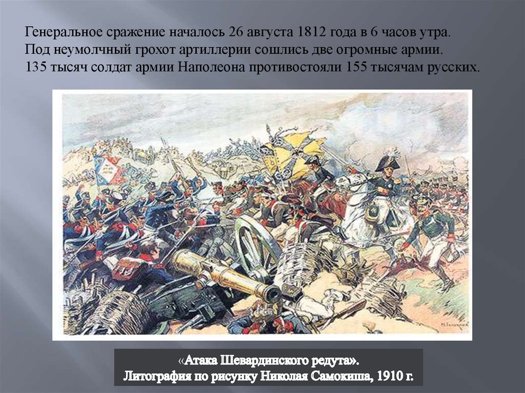 Сражение начинали. Генеральные сражения войны 1812. Редут война 1812. Редут 1812 год Отечественная война. Атака Шевардинского Редута Самокиш 1910.