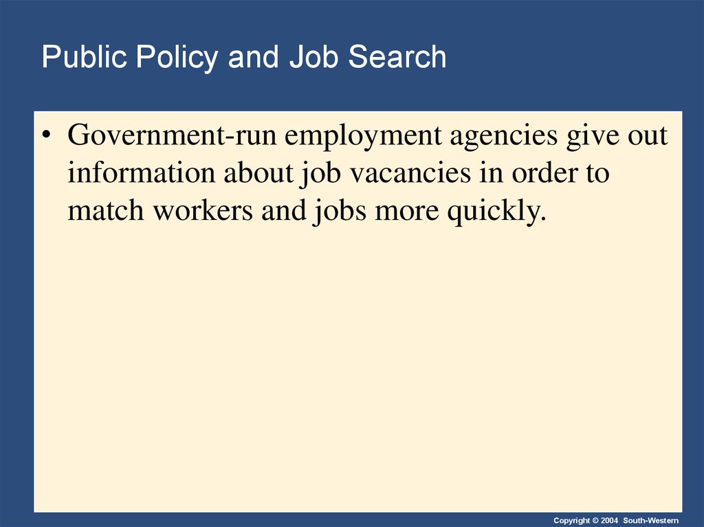 Public Policy and Job Search
