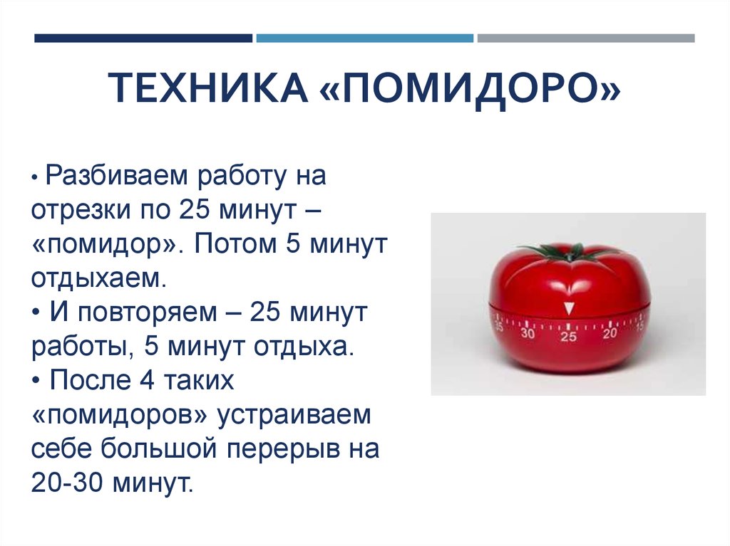 25 минут. Техника помидор в тайм менеджменте. Техника Pomodoro в тайм-менеджменте. Принцип помидора. Техника помидорного планирования.