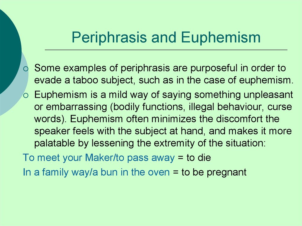 Periphrasis and Euphemism