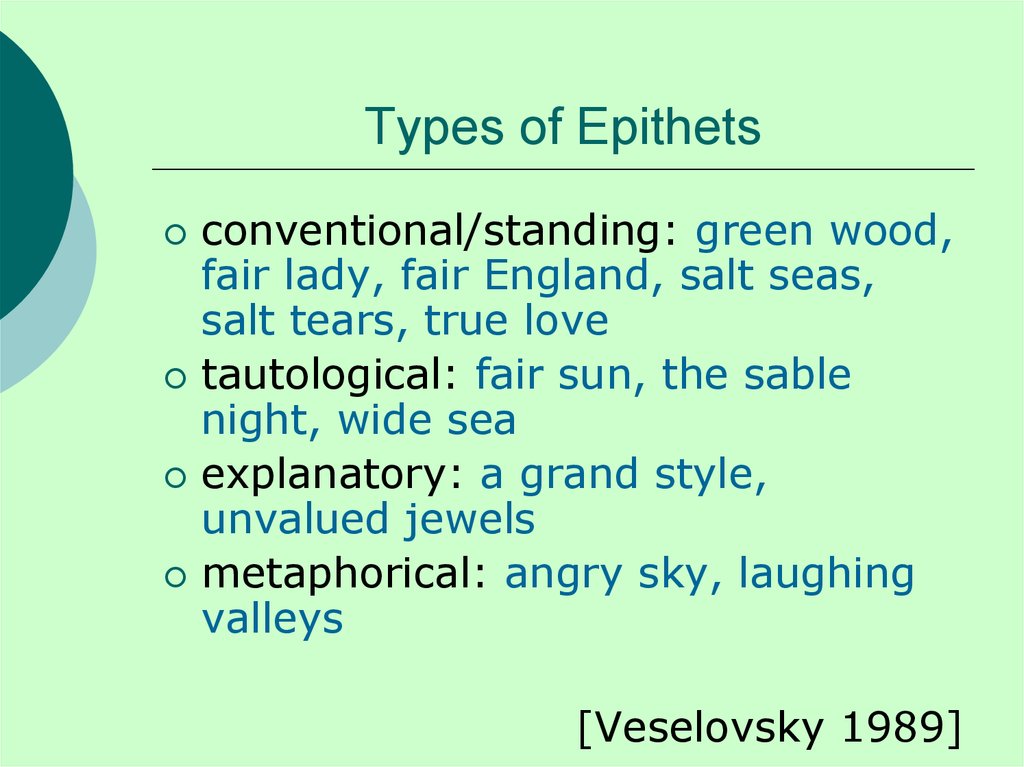 Types of Epithets