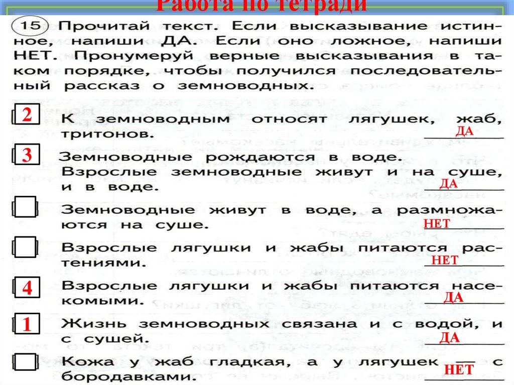 Работа по тетради