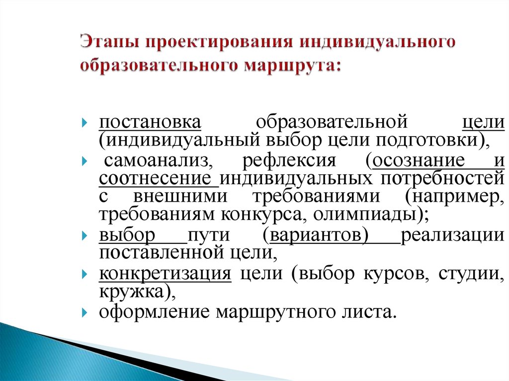 На основании чего проектируется индивидуальный образовательный маршрут