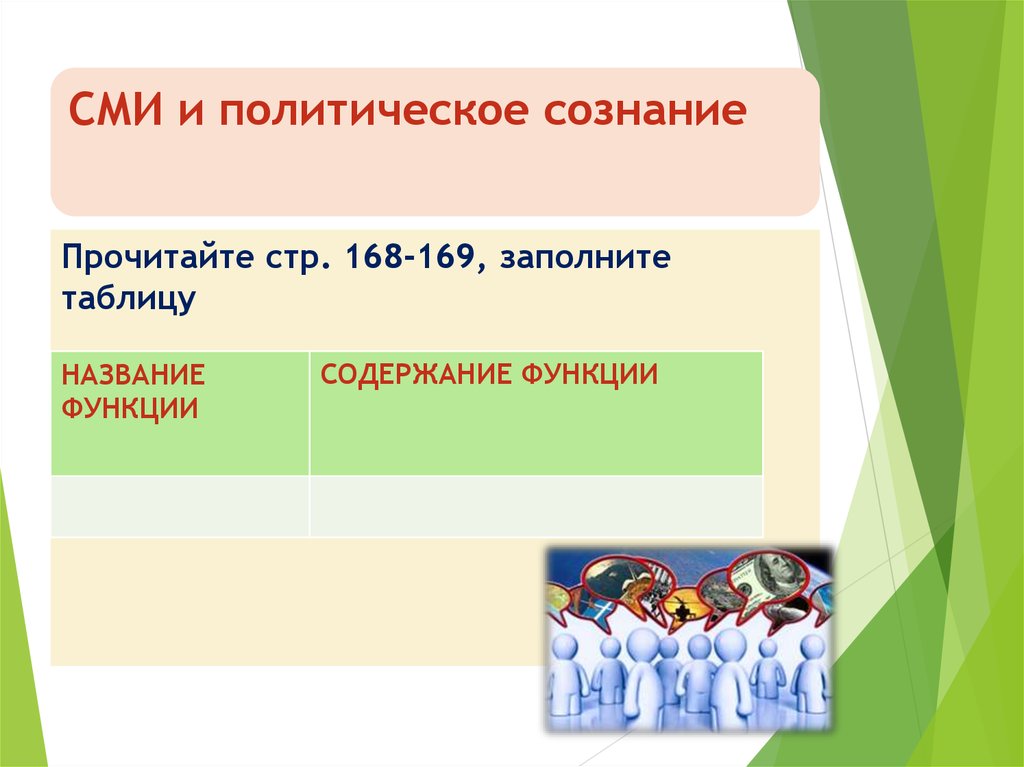 План сми и политическое сознание