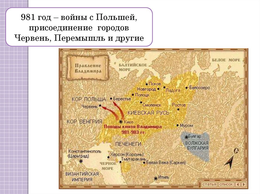 Карта руси при владимире