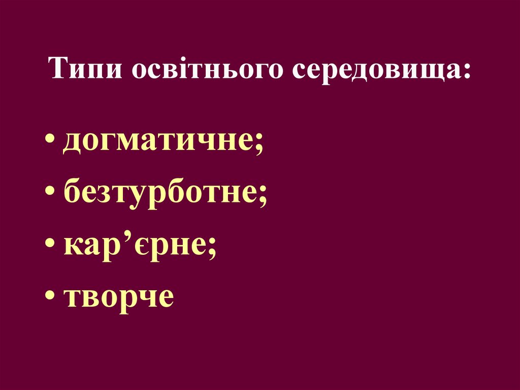 Типи освітнього середовища: