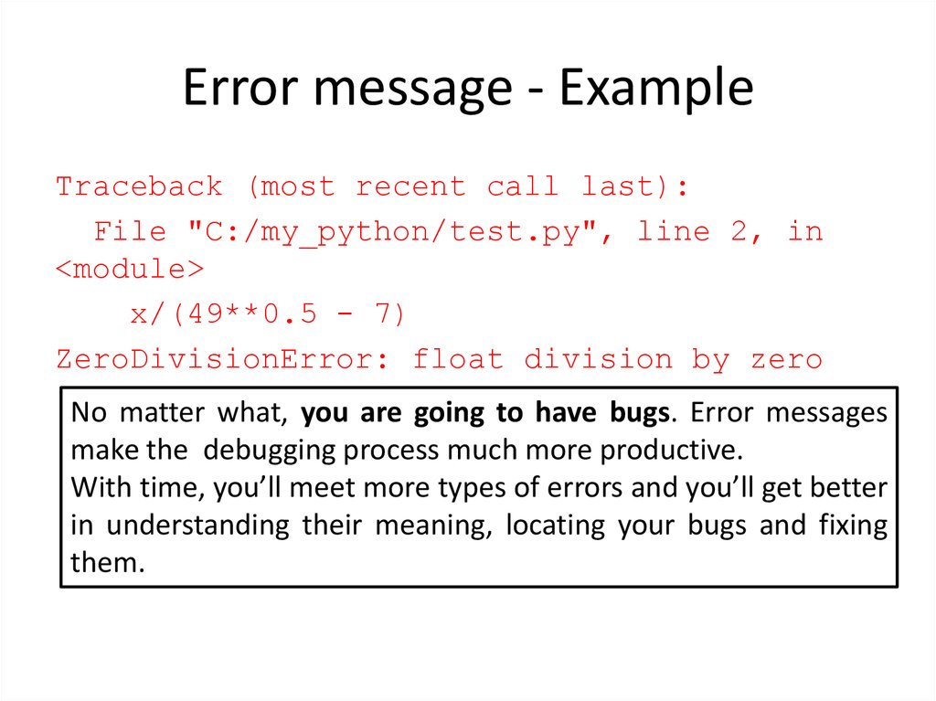 Error message - Example